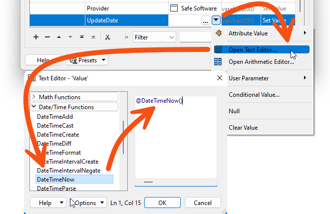 Setting a value with the Text Editor